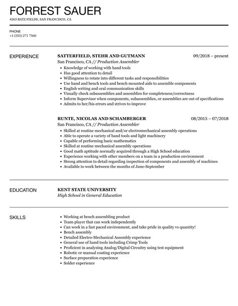 assembler resume|manufacturing assembler resume samples.